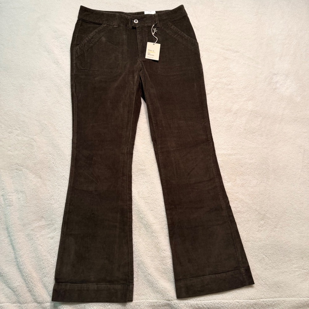Carhartt Womens Olive Green Corduroy Flare Leg Pants Workwear NWT 10x32 Y2K